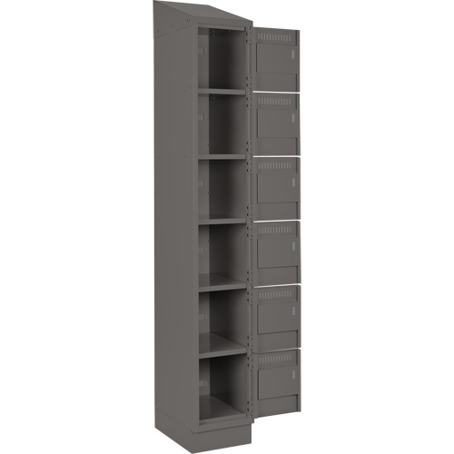 Clean Line Lockerette, 6 -tier, Bank of 3, 36" x 18" x 82", Steel, Charcoal, Rivet (Assembled) EastCoast Offshore Supplies