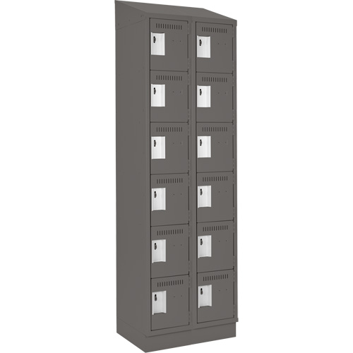 Clean Line Lockerette, 6 -tier, Bank of 2, 24" x 18" x 82", Steel, Charcoal, Rivet (Assembled) EastCoast Offshore Supplies