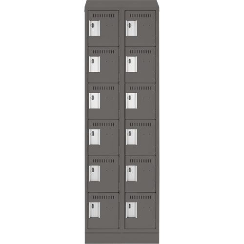 Clean Line Lockerette, 6 -tier, Bank of 2, 24" x 18" x 82", Steel, Charcoal, Rivet (Assembled) EastCoast Offshore Supplies