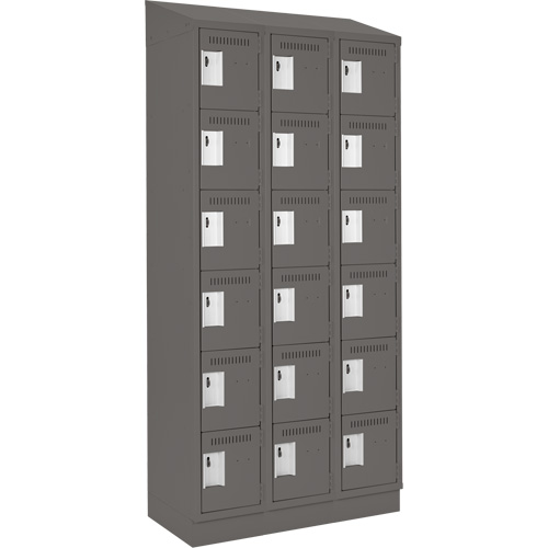 Clean Line Lockerette, 6 -tier, Bank of 3, 36" x 18" x 82", Steel, Charcoal, Rivet (Assembled) EastCoast Offshore Supplies