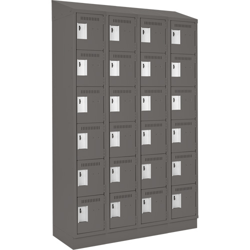 Clean Line Lockerette, 6 -tier, Bank of 4, 48" x 18" x 82", Steel, Charcoal, Rivet (Assembled) EastCoast Offshore Supplies