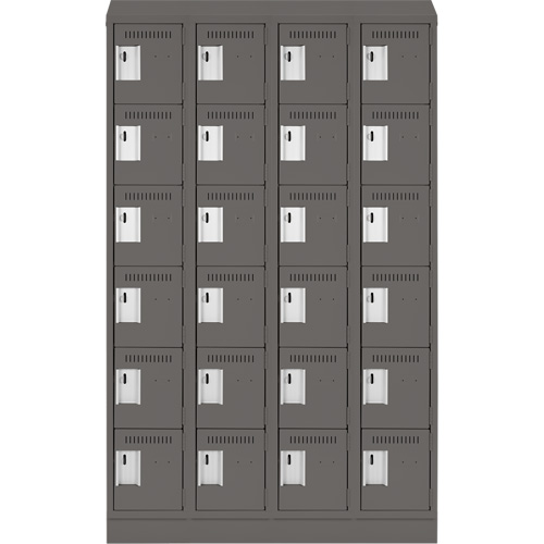 Clean Line Lockerette, 6 -tier, Bank of 4, 48" x 18" x 82", Steel, Charcoal, Rivet (Assembled) EastCoast Offshore Supplies