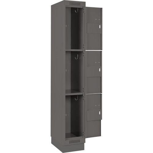 Clean Line Lockers, 3 -tier, Bank of 4, 48" x 18" x 76", Steel, Charcoal, Rivet (Assembled) EastCoast Offshore Supplies