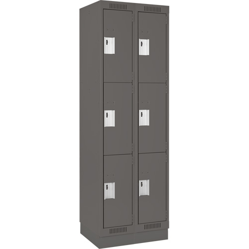 Clean Line Lockers, 3 -tier, Bank of 2, 24" x 18" x 76", Steel, Charcoal, Rivet (Assembled) EastCoast Offshore Supplies