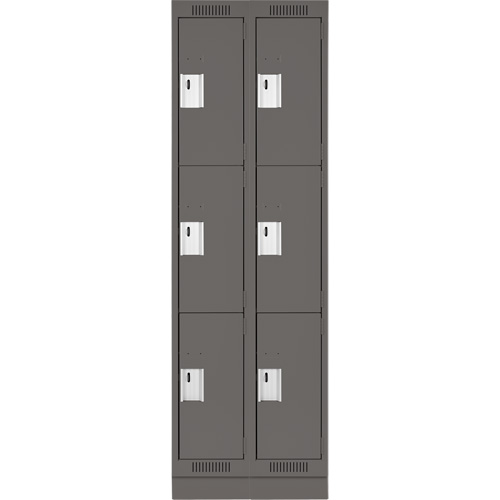 Clean Line Lockers, 3 -tier, Bank of 2, 24" x 18" x 76", Steel, Charcoal, Rivet (Assembled) EastCoast Offshore Supplies