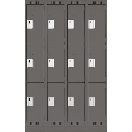 Clean Line Lockers, 3 -tier, Bank of 4, 48" x 18" x 76", Steel, Charcoal, Rivet (Assembled) EastCoast Offshore Supplies