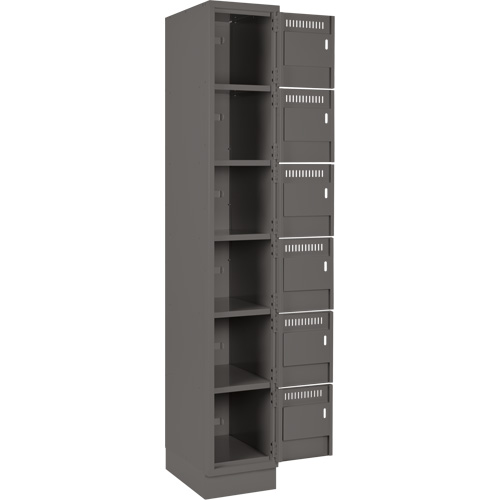 Clean Line Lockerette, 6 -tier, Bank of 4, 48" x 18" x 76", Steel, Charcoal, Rivet (Assembled) EastCoast Offshore Supplies
