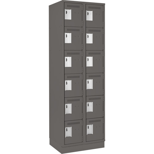 Clean Line Lockerette, 6 -tier, Bank of 2, 24" x 18" x 76", Steel, Charcoal, Rivet (Assembled) EastCoast Offshore Supplies