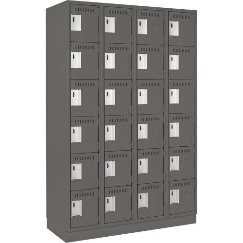 Clean Line Lockerette, 6 -tier, Bank of 4, 48" x 18" x 76", Steel, Charcoal, Rivet (Assembled) EastCoast Offshore Supplies