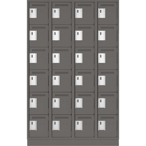 Clean Line Lockerette, 6 -tier, Bank of 4, 48" x 18" x 76", Steel, Charcoal, Rivet (Assembled) EastCoast Offshore Supplies