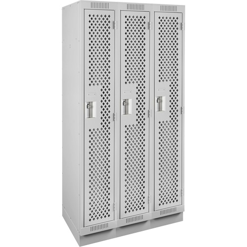 Clean Line Lockers, Bank of 3, 36" x 15" x 76", Steel, Grey, Rivet (Assembled), Perforated EastCoast Offshore Supplies