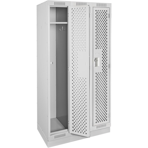 Clean Line Lockers, Bank of 3, 36" x 15" x 76", Steel, Grey, Rivet (Assembled), Perforated EastCoast Offshore Supplies