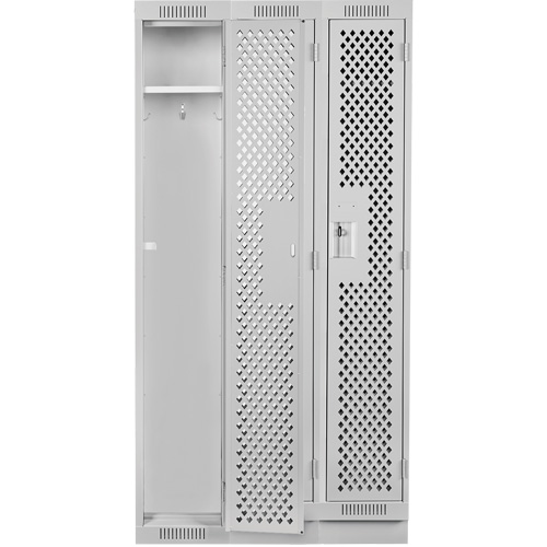 Clean Line Lockers, Bank of 3, 36" x 15" x 76", Steel, Grey, Rivet (Assembled), Perforated EastCoast Offshore Supplies