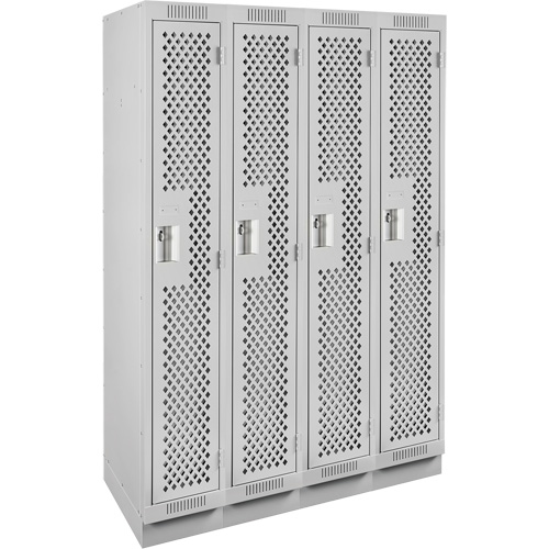 Clean Line Lockers, Bank of 4, 48" x 15" x 76", Steel, Grey, Rivet (Assembled), Perforated EastCoast Offshore Supplies