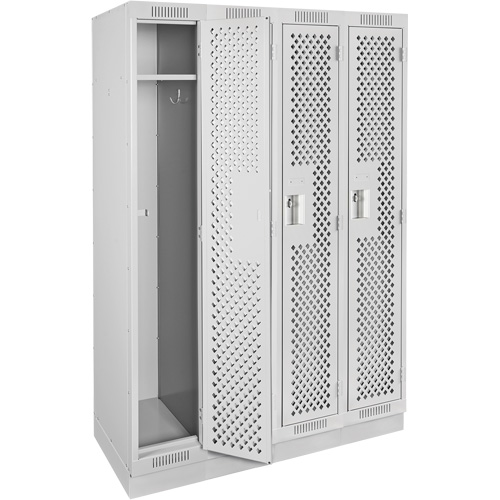 Clean Line Lockers, Bank of 4, 48" x 15" x 76", Steel, Grey, Rivet (Assembled), Perforated EastCoast Offshore Supplies