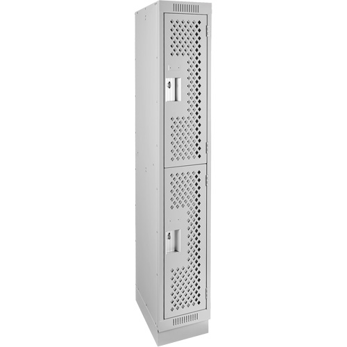 Clean Line Lockers, 2 -tier, 12" x 12" x 76", Steel, Grey, Rivet (Assembled), Perforated EastCoast Offshore Supplies