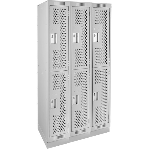 Clean Line Lockers, 2 -tier, Bank of 3, 36" x 12" x 76", Steel, Grey, Rivet (Assembled), Perforated EastCoast Offshore Supplies
