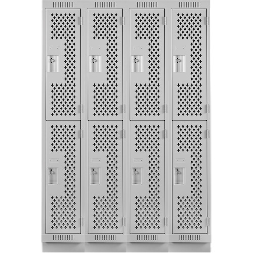 Clean Line Lockers, 2 -tier, Bank of 4, 48" x 12" x 76", Steel, Grey, Rivet (Assembled), Perforated EastCoast Offshore Supplies