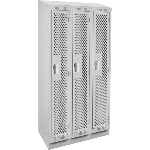 Clean Line Lockers, Bank of 3, 36" x 18" x 82", Steel, Grey, Rivet (Assembled), Perforated EastCoast Offshore Supplies