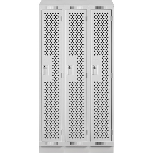 Clean Line Lockers, Bank of 3, 36" x 18" x 82", Steel, Grey, Rivet (Assembled), Perforated EastCoast Offshore Supplies