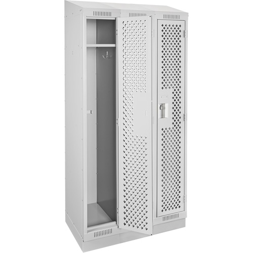 Clean Line Lockers, Bank of 3, 36" x 18" x 82", Steel, Grey, Rivet (Assembled), Perforated EastCoast Offshore Supplies