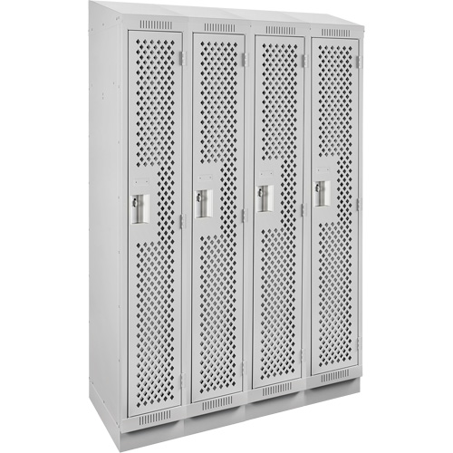 Clean Line Lockers, Bank of 4, 48" x 18" x 82", Steel, Grey, Rivet (Assembled), Perforated EastCoast Offshore Supplies