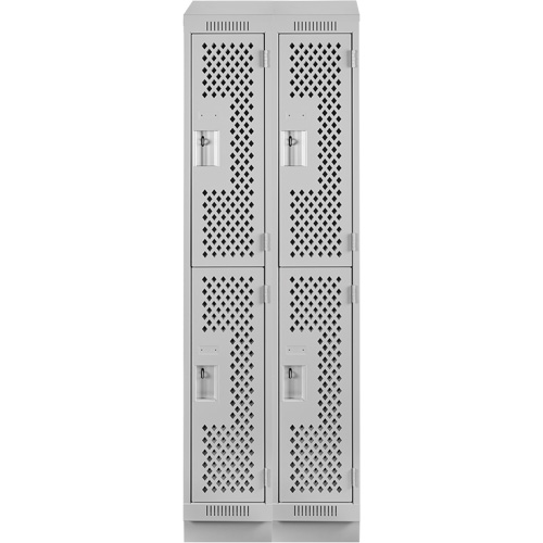 Clean Line Lockers, 2 -tier, Bank of 2, 24" x 18" x 82", Steel, Grey, Rivet (Assembled), Perforated EastCoast Offshore Supplies