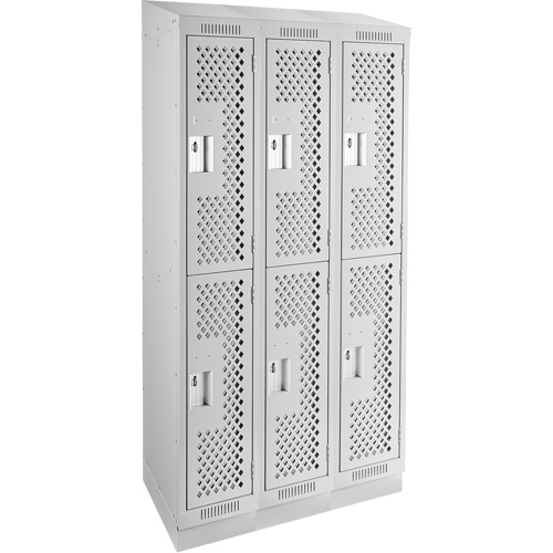 Clean Line Lockers, 2 -tier, Bank of 3, 36" x 12" x 82", Steel, Grey, Rivet (Assembled), Perforated EastCoast Offshore Supplies