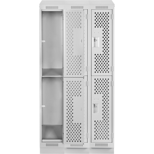 Clean Line Lockers, 2 -tier, Bank of 3, 36" x 12" x 82", Steel, Grey, Rivet (Assembled), Perforated EastCoast Offshore Supplies