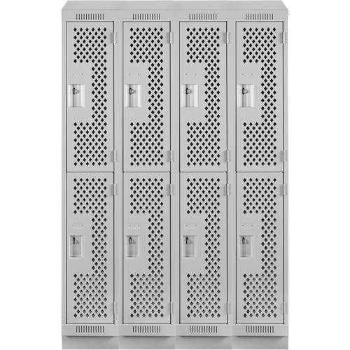 Clean Line Lockers, 2 -tier, Bank of 4, 48" x 12" x 82", Steel, Grey, Rivet (Assembled), Perforated EastCoast Offshore Supplies