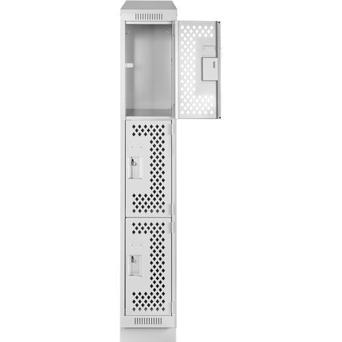 Clean Line Lockers, 3 -tier, 12" x 18" x 82", Steel, Grey, Rivet (Assembled), Perforated EastCoast Offshore Supplies