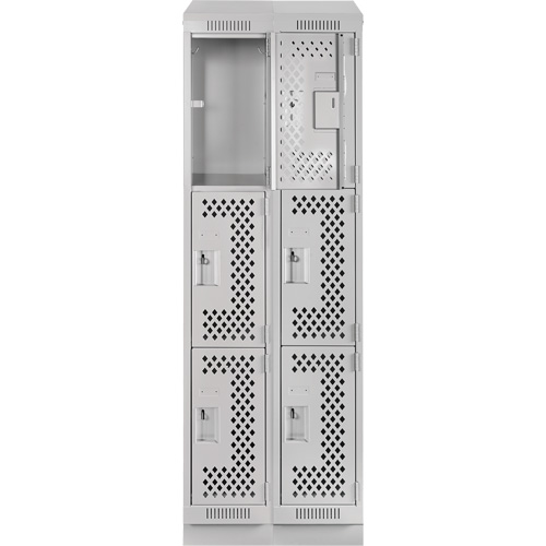 Clean Line Lockers, 3 -tier, Bank of 2, 24" x 18" x 82", Steel, Grey, Rivet (Assembled), Perforated EastCoast Offshore Supplies