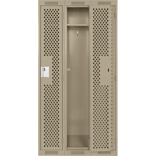 Clean Line Lockers, Bank of 3, 36" x 12" x 72", Steel, Beige, Rivet (Assembled), Perforated EastCoast Offshore Supplies