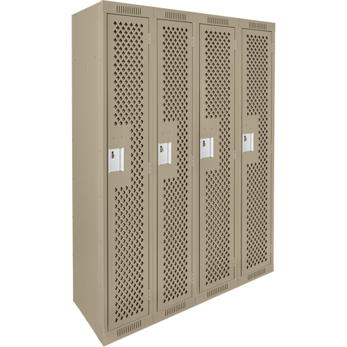 Clean Line Lockers, Bank of 4, 48" x 15" x 72", Steel, Beige, Rivet (Assembled), Perforated EastCoast Offshore Supplies