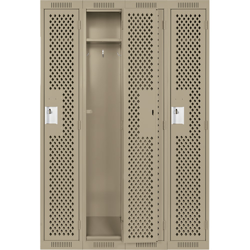 Clean Line Lockers, Bank of 4, 48" x 15" x 72", Steel, Beige, Rivet (Assembled), Perforated EastCoast Offshore Supplies