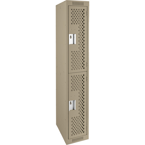 Clean Line Lockers, 2 -tier, 12" x 12" x 72", Steel, Beige, Rivet (Assembled), Perforated EastCoast Offshore Supplies
