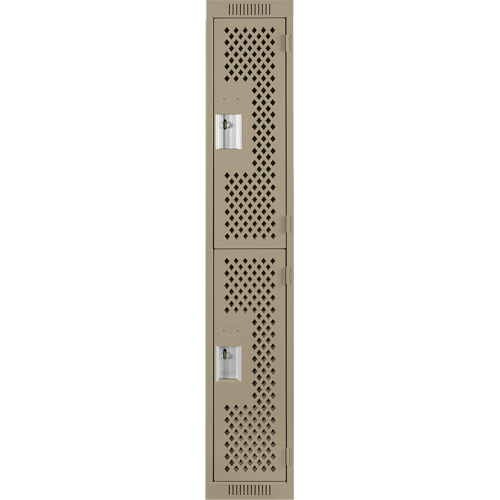 Clean Line Lockers, 2 -tier, 12" x 12" x 72", Steel, Beige, Rivet (Assembled), Perforated EastCoast Offshore Supplies