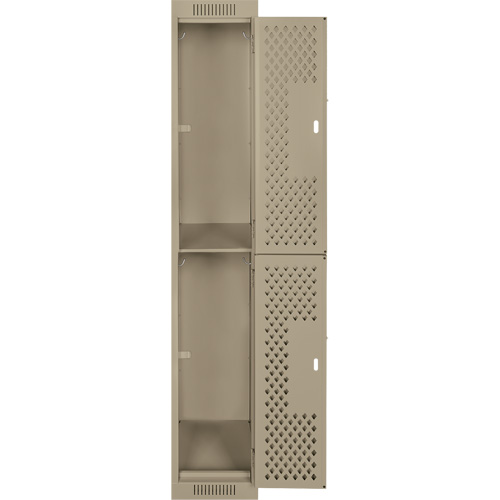Clean Line Lockers, 2 -tier, 12" x 12" x 72", Steel, Beige, Rivet (Assembled), Perforated EastCoast Offshore Supplies