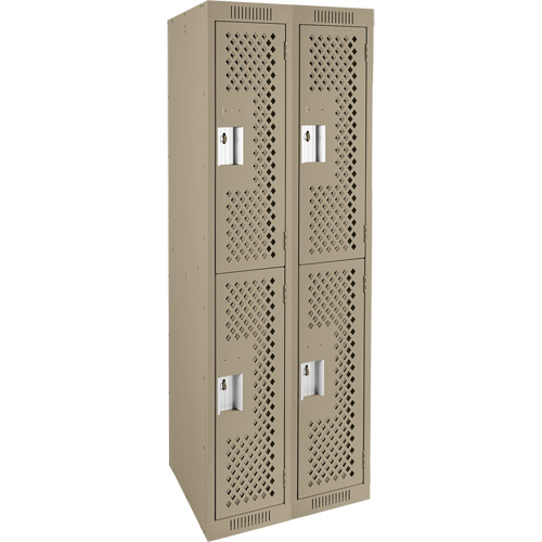 Clean Line Lockers, 2 -tier, Bank of 2, 24" x 12" x 72", Steel, Beige, Rivet (Assembled), Perforated EastCoast Offshore Supplies