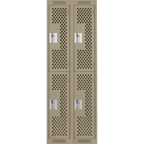 Clean Line Lockers, 2 -tier, Bank of 2, 24" x 12" x 72", Steel, Beige, Rivet (Assembled), Perforated EastCoast Offshore Supplies