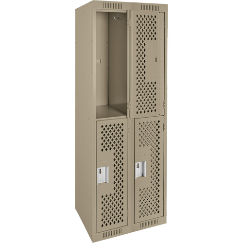 Clean Line Lockers, 2 -tier, Bank of 2, 24" x 12" x 72", Steel, Beige, Rivet (Assembled), Perforated EastCoast Offshore Supplies