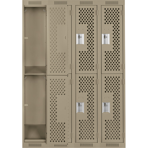 Casiers Clean Line, 2 niveaux, Bloc de 4, 48" x 12" x 72", Acier, Beige, Rivet (assembl&eacute;), Perfor&eacute; EastCoast Offshore Supplies