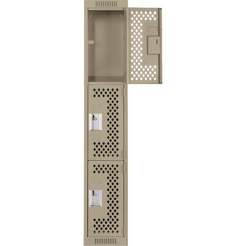 Clean Line Lockers, 3 -tier, 12" x 12" x 72", Steel, Beige, Rivet (Assembled), Perforated EastCoast Offshore Supplies