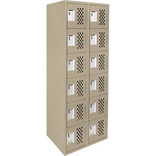 Assembled Lockerettes Clean Line Perforated Economy Lockers, 6 -tier, Bank of 2, 18" x 72" x 12", Steel EastCoast Offshore Supplies