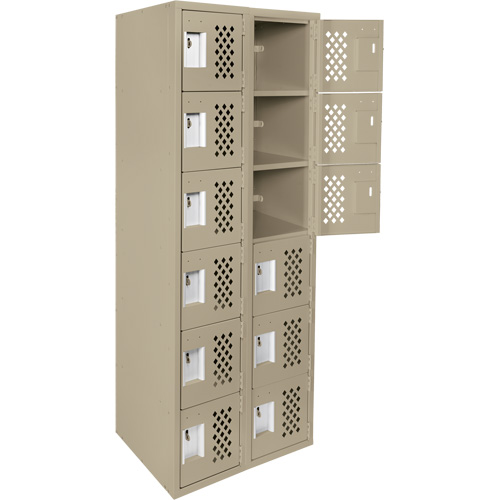 Assembled Lockerettes Clean Line Perforated Economy Lockers, 6 -tier, Bank of 2, 18" x 72" x 12", Steel EastCoast Offshore Supplies