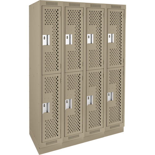 Clean Line Lockers, 2 -tier, Bank of 4, 48" x 12" x 76", Steel, Beige, Rivet (Assembled), Perforated EastCoast Offshore Supplies