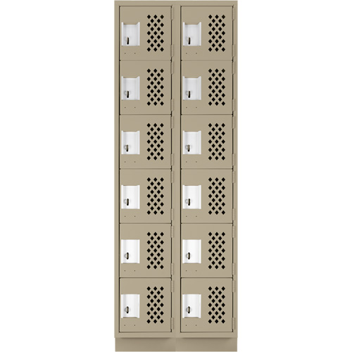 Assembled Lockerettes Clean Line Perforated Economy Lockers, 6 -tier, Bank of 2, 18" x 72" x 12", Steel EastCoast Offshore Supplies