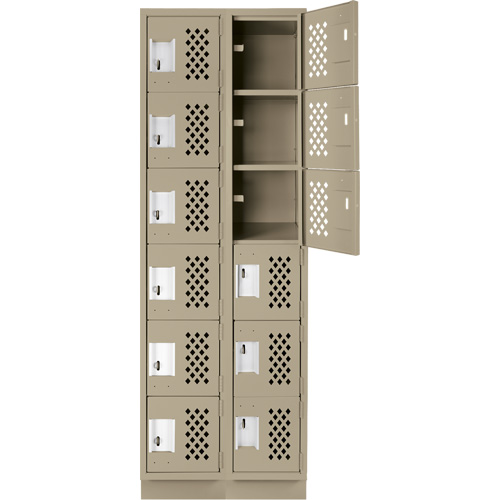 Assembled Lockerettes Clean Line Perforated Economy Lockers, 6 -tier, Bank of 2, 18" x 72" x 12", Steel EastCoast Offshore Supplies