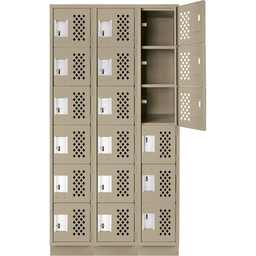 Assembled Lockerettes Clean Line Perforated Economy Lockers, 6 -tier, Bank of 3, 18" x 72" x 12", Steel EastCoast Offshore Supplies