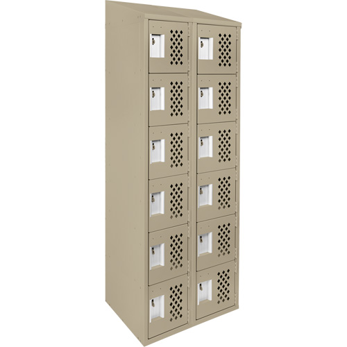 Assembled Lockerettes Clean Line Perforated Economy Lockers, 6 -tier, Bank of 2, 18" x 72" x 12", Steel EastCoast Offshore Supplies